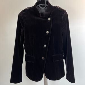 Theory Black Velvet Military Jacket A-Symmetrical Women's Size 8